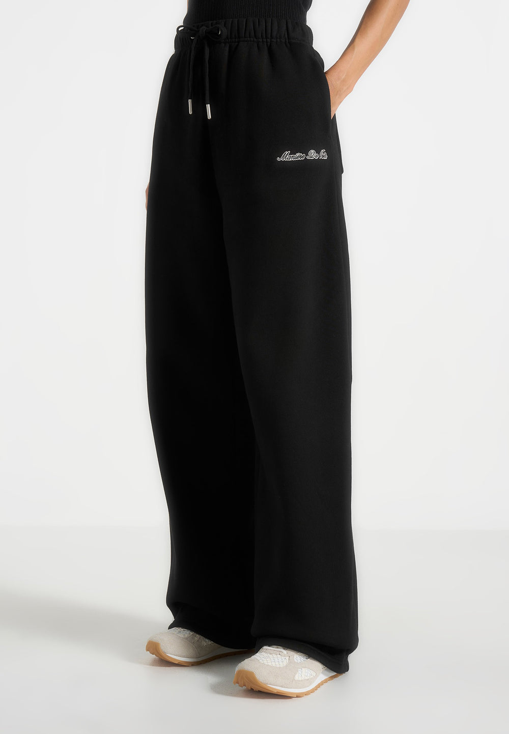 Unisex signature wide leg joggers in black